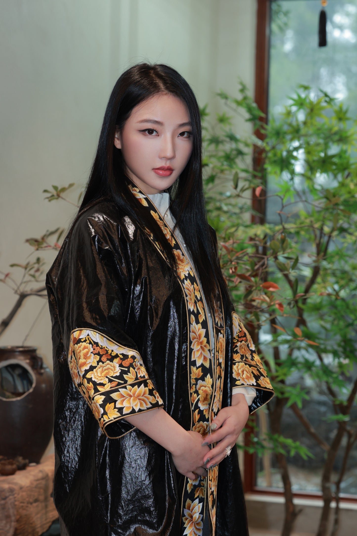 复古民族风手工刺绣蜡染长风衣外套女