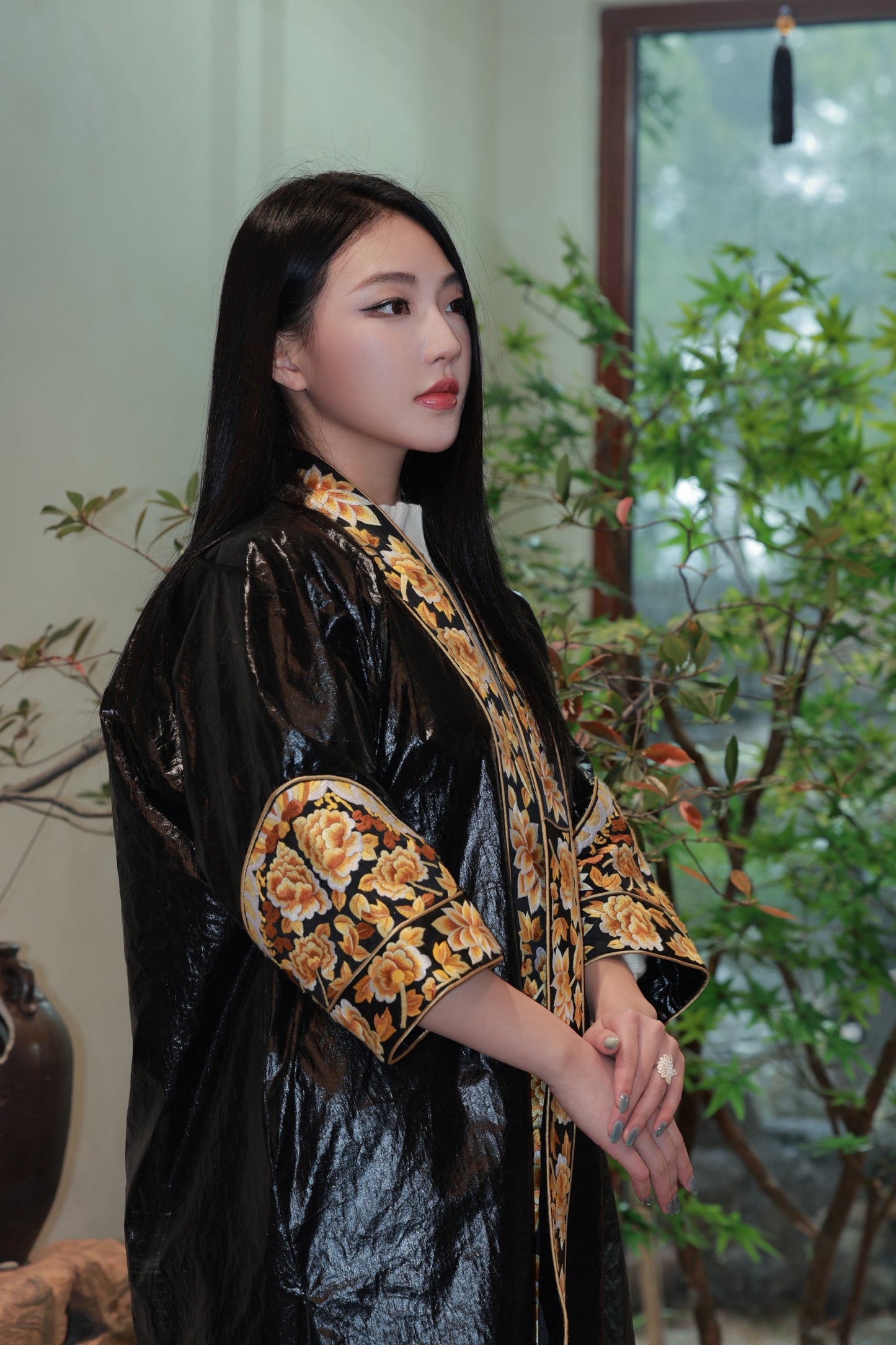 复古民族风手工刺绣蜡染长风衣外套女